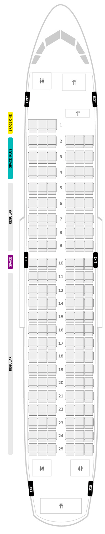 Stoelindeling van het vliegtuig A319