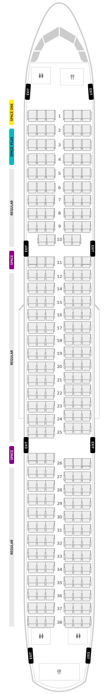 Stoelindeling van het vliegtuig A321